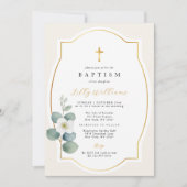 Classic Gold Cross Taufen Elegant Religiös Einladung (Vorderseite)