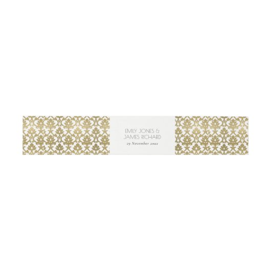 CLASSIC GOLD DAMASK FLORAL PATTERMONOGRAM EINLADUNGSBANDEROLE (Flach)