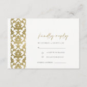 CLASSIC GOLD DAMASK FLORAL PATTERN WEDD RSVP BEGLEITKARTE (Vorderseite)