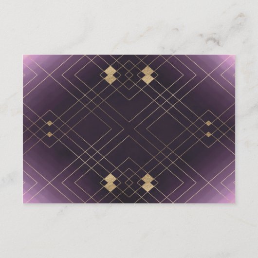 Classic Gold Deko Lila Calligraphy Monogram Begleitkarte (Rückseite)