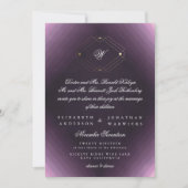 Classic Gold Deko Lila Calligraphy Monogram Einladung (Vorderseite)