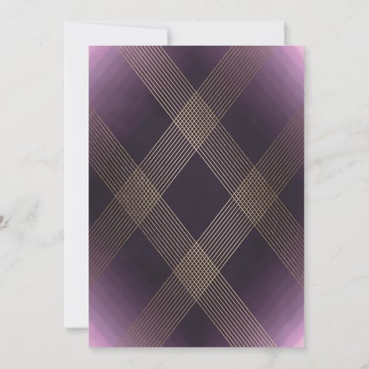 Classic Gold Deko Lila Calligraphy Monogram Einladung (Rückseite)