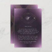 Classic Gold Deko Lila Calligraphy Monogram RSVP Karte (Vorne/Hinten)