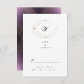 Classic Gold Deko Lila Calligraphy Monogram RSVP Karte (Vorne/Hinten)