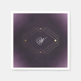 Classic Gold Deko Lila Calligraphy Monogram Serviette