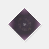 Classic Gold Deko Lila Calligraphy Monogram Serviette (Ecke)