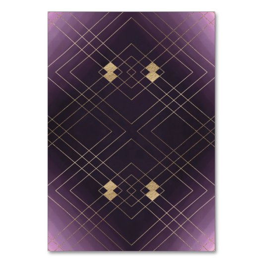 Classic Gold Deko Lila Calligraphy Monogram Tischnummer (Rückseite)