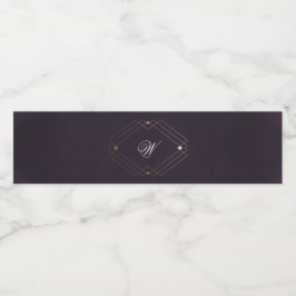 Classic Gold Deko Lila Calligraphy Monogram Wasserflaschenetikett