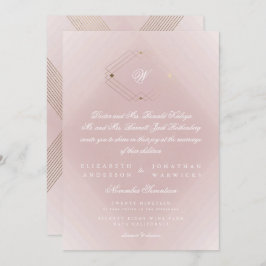 Classic Gold Dusty Rose Pink Monogram Wedding Einladung