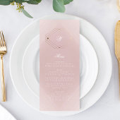 Classic Gold Dusty Rose Pink Monogram Wedding Menükarte