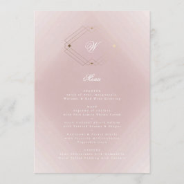 Classic Gold Dusty Rose Pink Monogram Wedding Menükarte
