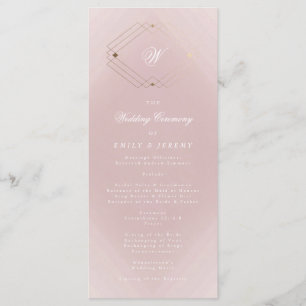 Classic Gold Dusty Rose Pink Monogram Wedding Programm