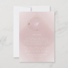 Classic Gold Dusty Rose Pink Monogram Wedding RSVP Karte