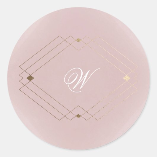 Classic Gold Dusty Rose Pink Monogram Wedding Runder Aufkleber (Vorderseite)