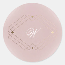 Classic Gold Dusty Rose Pink Monogram Wedding Runder Aufkleber