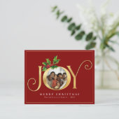 Classic Gold Elegant Joy Custom Foto Weihnachten (Stehend Vorderseite)