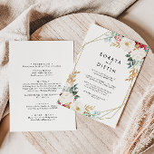 Classic Gold Floral Back & Front Formal Wedding Einladung