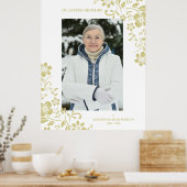 Classic Gold Floral Beerdigung Service Sehr geehrt Poster (Küche)