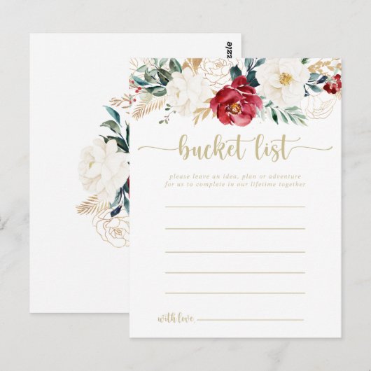 Classic Gold Floral Bucket List Cards Postkarte (Vorne/Hinten)