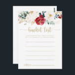 Classic Gold Floral Bucket List Cards Postkarte<br><div class="desc">Diese klassischen Goldbuckenkarten sind die perfekte Wahl für einen rustikalen Hochzeitsempfang oder ein Brautparty. Die Blume sind in den Farben Weiß,  Bordeaux und Gold gehalten,  Beeren mit grünem Blattwerk in eleganten Bouquets. Ändern Sie den Wortlaut in Anzug jedes Lebensereignisses. Das Schild der Schaufelliste wird separat verkauft.</div>