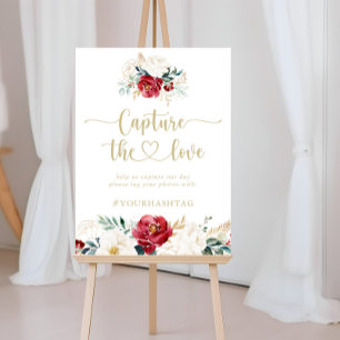 Classic Gold Floral Capture the Liebe Hashtag Sign Poster