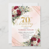 Classic Gold Floral Happy 70th Birthday Invitation Einladung (Vorderseite)