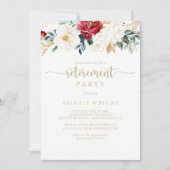 Classic Gold Floral Retirement Party Einladung (Vorderseite)