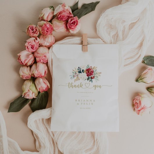 Classic Gold Floral Vielen Dank für Ihre Hochzeit Geschenktütchen