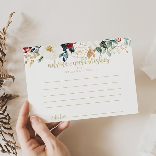 Classic Gold Floral Wedding Advice Card Postkarte