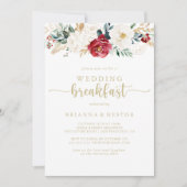 Classic Gold Floral Wedding Breakfast Einladung (Vorderseite)