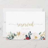 Classic Gold Floral Wedding Reserviert Sign (Vorderseite)