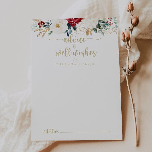 Classic Gold Floral Wedding Well wünscht Hinweiskarte