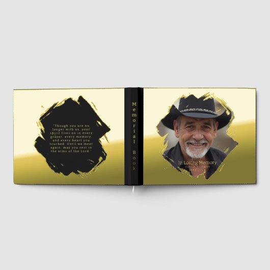 Classic Gold Foil Funeral Gästebuch Foto Memory (Voll)