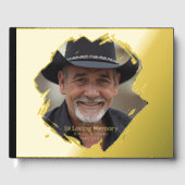 Classic Gold Foil Funeral Gästebuch Foto Memory (Vorderseite)