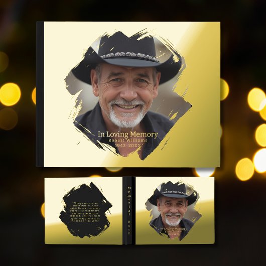 Classic Gold Foil Funeral Gästebuch Foto Memory