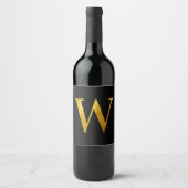 Classic Gold Foil Monogram W auf Black Weinetikett (Vorderseite)
