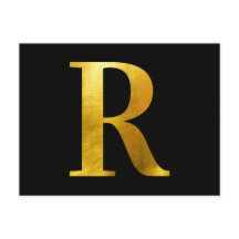 Classic Gold Foil Monogramm R auf Schwarz
