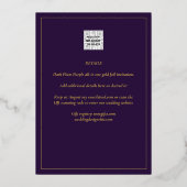 Classic GOLD FOIL Text Plum Lila Wedding Elegant Folieneinladung (Rückseite)