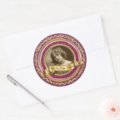 Classic Gold Foto Frame Elegantes Banner Rosa Runder Aufkleber (Umschlag)