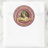 Classic Gold Foto Frame Elegantes Banner Rosa Runder Aufkleber (Tasche)