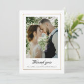 Classic Gold Foto Wedding Dankeskarte (Stehend Vorderseite)