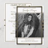 Classic Gold Frame Foto Abschluss Einladung (Vorne/Hinten)
