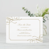 Classic Gold Frame Luxury Wedding Save The Date (Stehend Vorderseite)