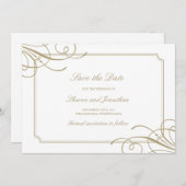 Classic Gold Frame Luxury Wedding Save The Date (Vorne/Hinten)