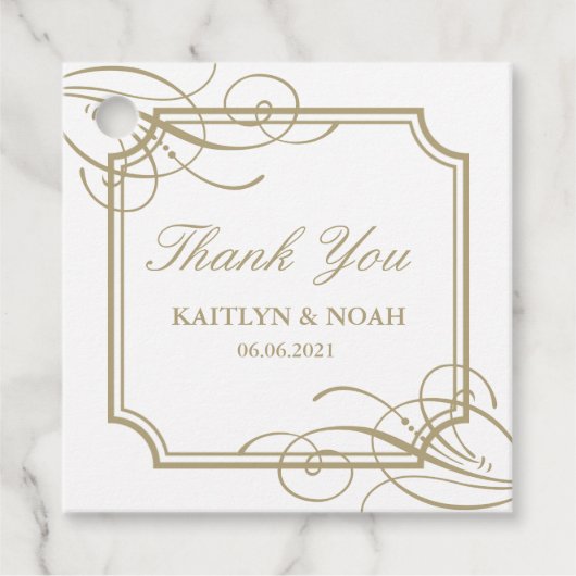 Classic Gold Frame Luxury Wedding Vielen Dank Geschenkanhänger (Vorderseite)