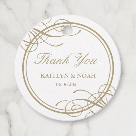 Classic Gold Frame Luxury Wedding Vielen Dank Geschenkanhänger (Vorderseite)
