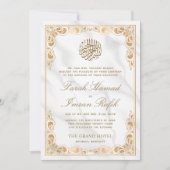 Classic Gold Frame Marmor Islamische Hochzeit Einladung (Vorderseite)