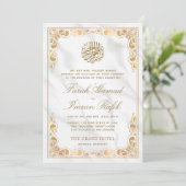 Classic Gold Frame Marmor Islamische Hochzeit Einladung (Stehend Vorderseite)