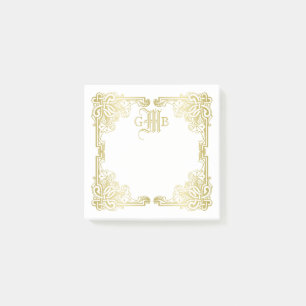 Classic Gold Frame Monogramm zum Hochzeitstag Post-it Klebezettel