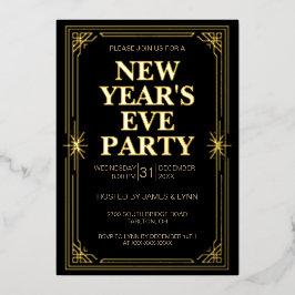 Classic Gold Frame New Year’s Eve Party Invitation Folieneinladung